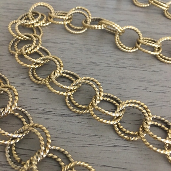 Betsey Johnson double loop gold tone necklace - Picture 2 of 4